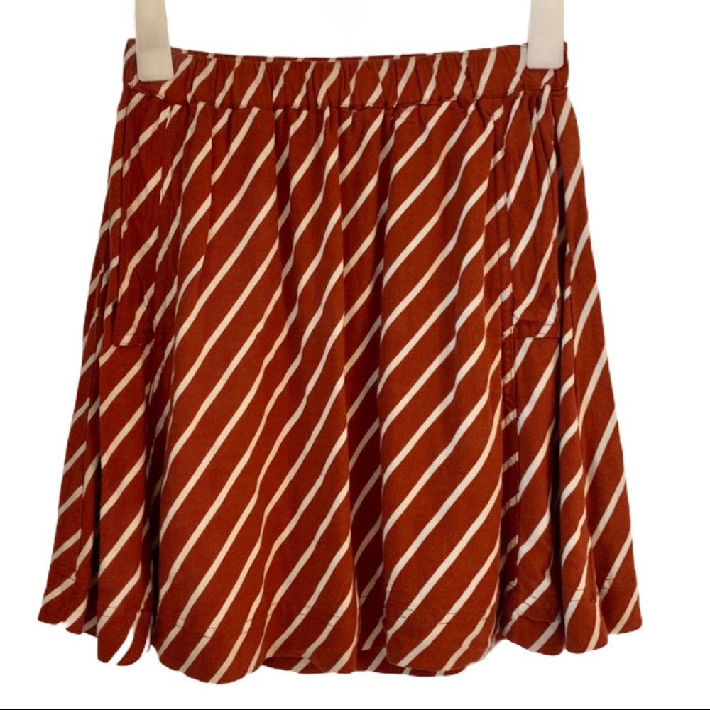 Striped Mini Skater Skirt Small Rust/Cream